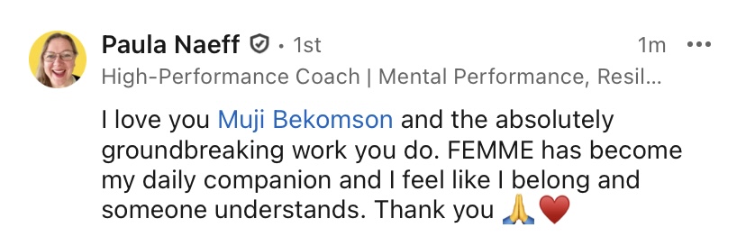 Paula Naeff LinkedIn review of FEMME